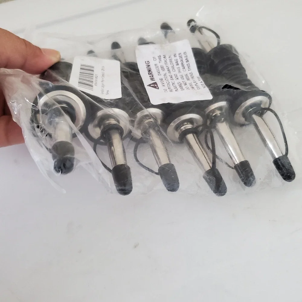 Fernilkt 12 Pack Stainless Steel Liquor Pour Spouts with Rubber Dust Caps Black